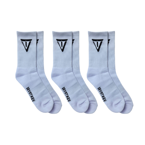 "VT" Socks - White (x3 PACK)
