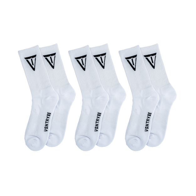 "VT" Socks - White (x3 PACK)