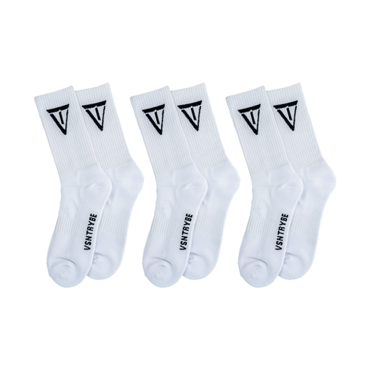 "VT" Socks - White (x3 PACK)